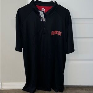 NWT Majestic Black Polo Collared Shirt Red Arizona Diamondbacks Baseballl MLB